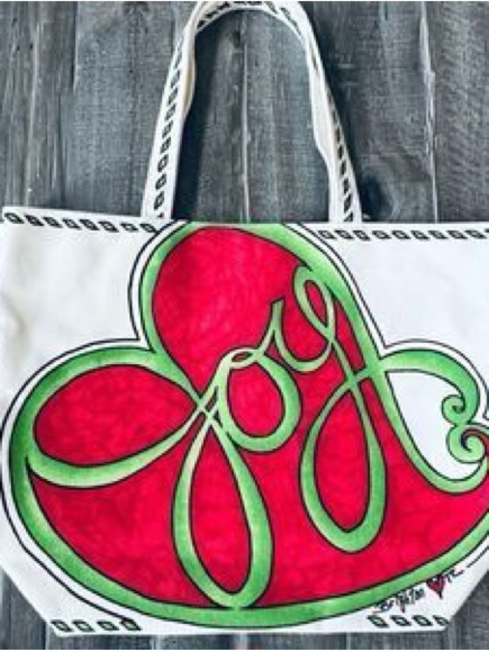 LARGE CANVAS BRIGHTON CHRISTMAS TOTE BAG RED GREEN LOVE JOY BIRD HEART